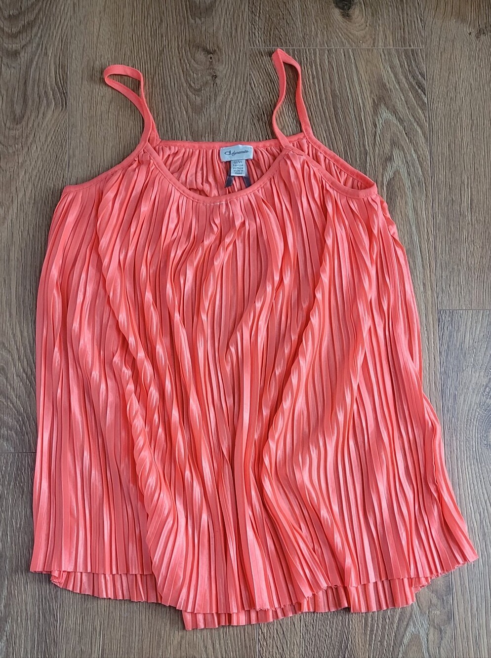 Dynamite Coral Pleated Spaghetti-Strap Cami Top Size XS